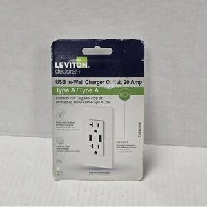 Leviton Decora+ USB In-Wall Charger Outlet, 20 Amp, White